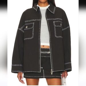 Revolve DYLN Vaeda Jacket in Licorice Oversized Black Denim Work Jacket Med EUC